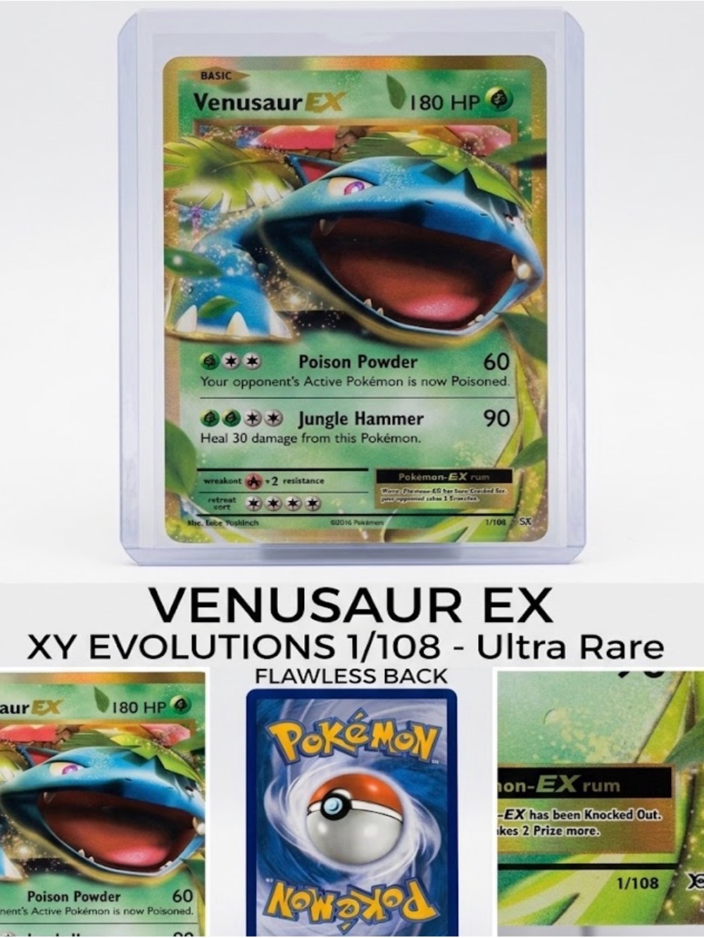 Amazon Kids Pokémon Venusaur EX Green Blue Trading Card Sleeve